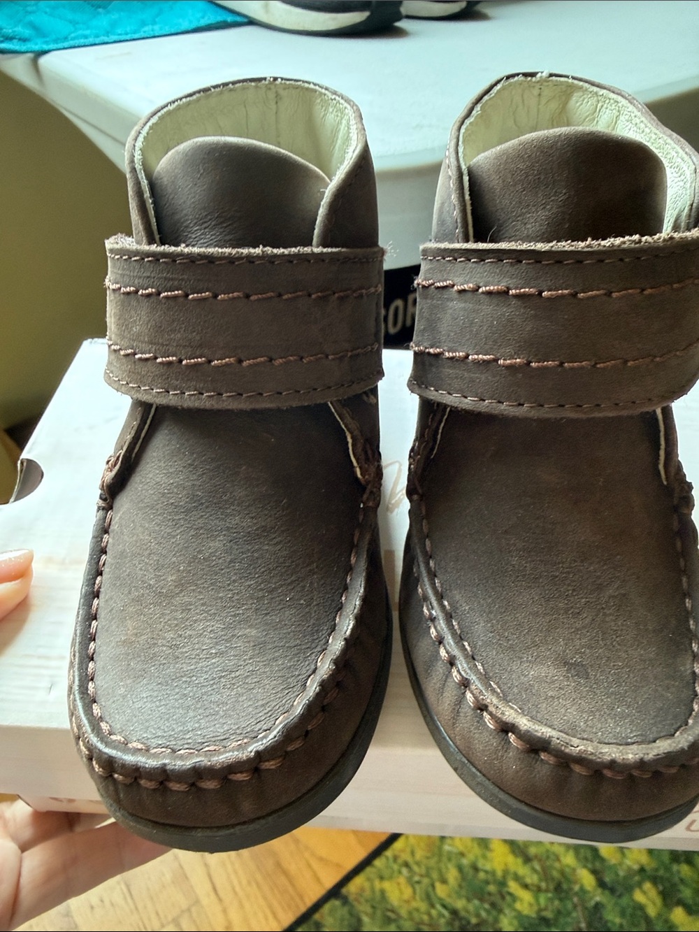 Jacadi Brown Suede Kids Ankle Boots with Velcro Strap